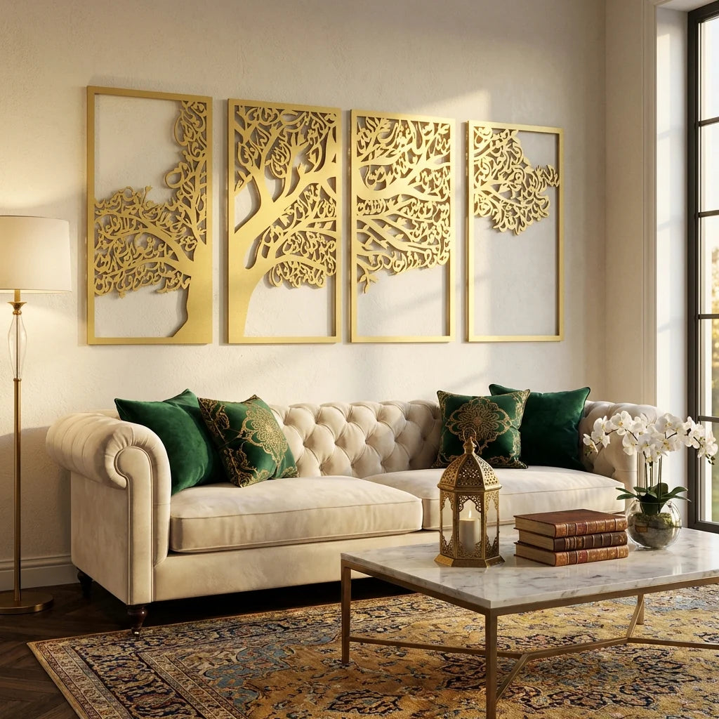 Metal Tree of Surahs (4 Quls) Islamic Wall Art Set of 4